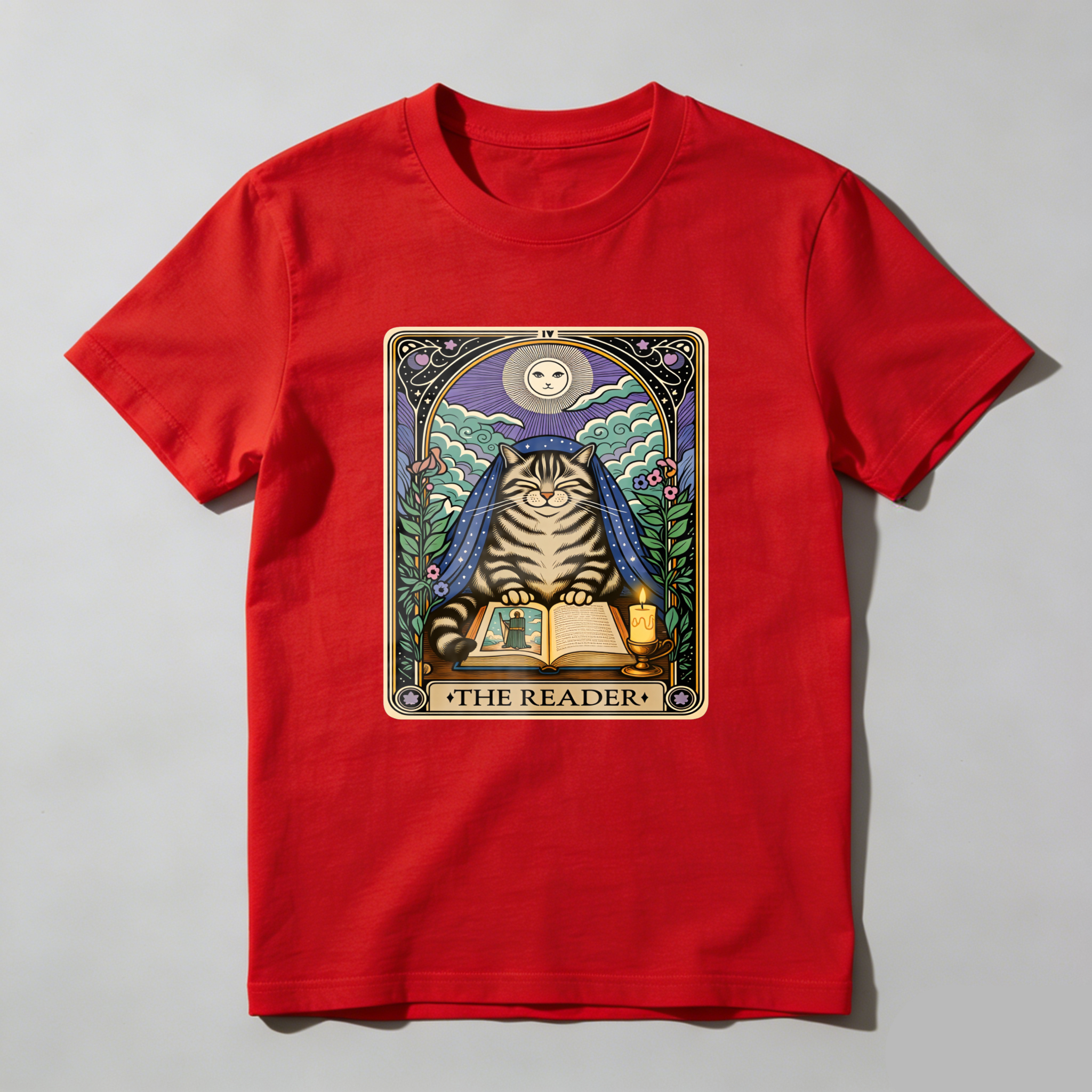 Wardrobecart Cat Reading Book Under Moonlight Tshirt