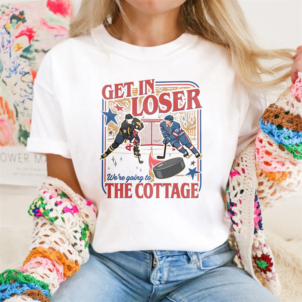 Wardrobecart Get In Loser We're Going To The Cottage Tshirt 100% cotton