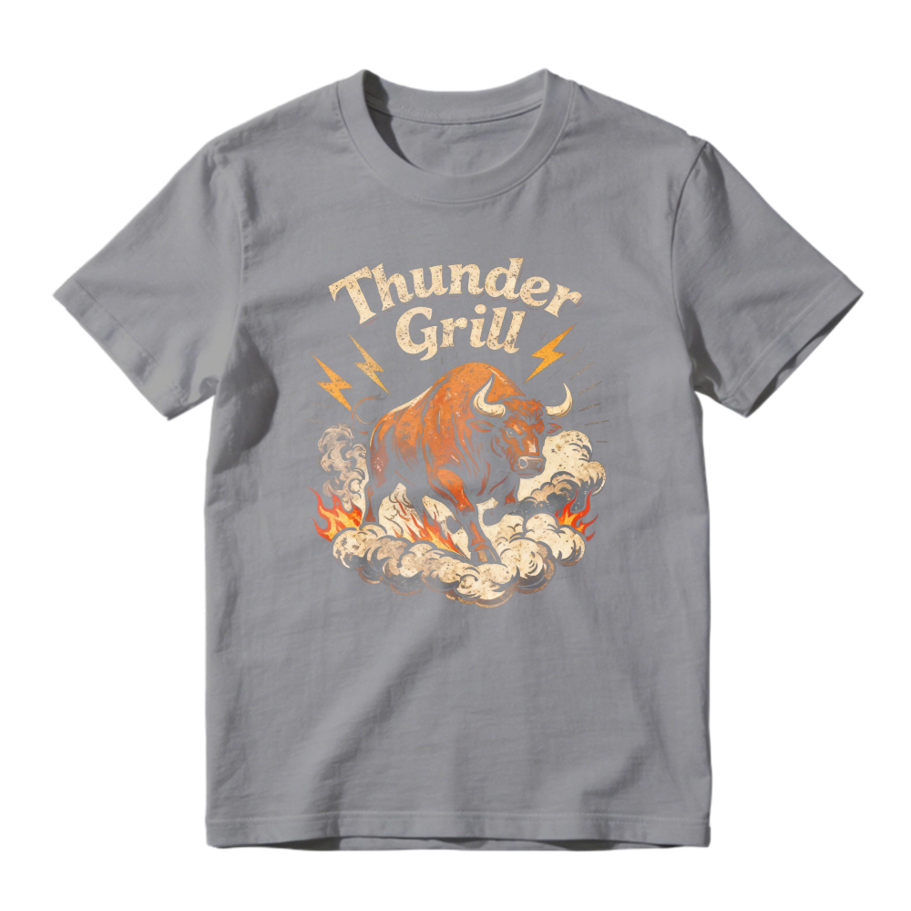 Thunder Grill Bull Lightning Fire Clouds Graphic Unisex Classic T-shirt