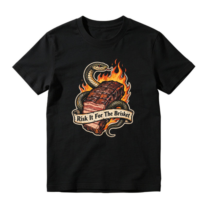 Risk It For The Brisket Snake And Fire Barbecue Graphic Unisex Classic T-shirt