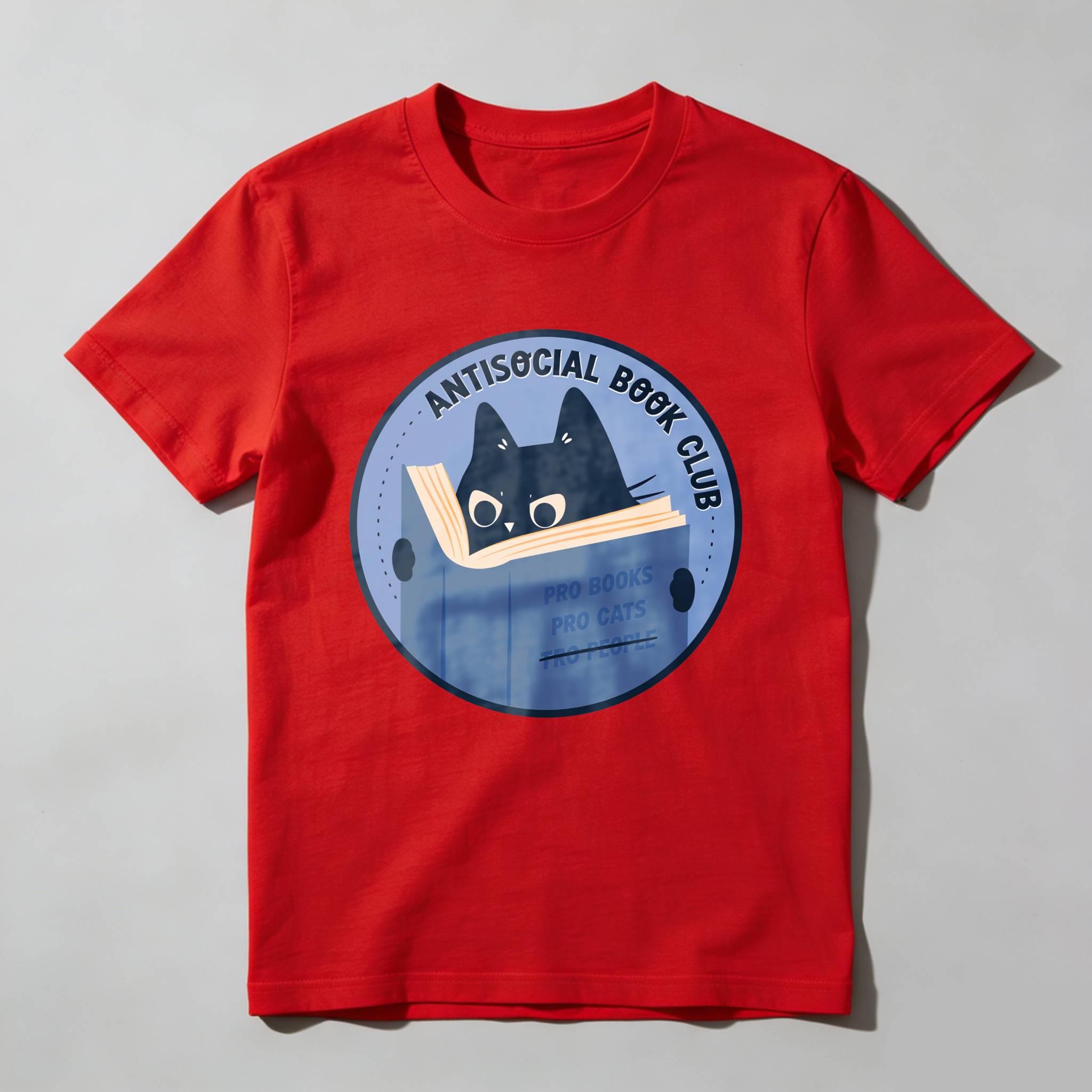 Wardrobecart Antisocial Book Club Cat Reading Book Tshirt