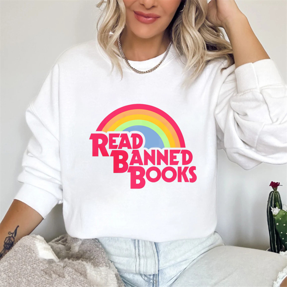 Wardrobecart Read Banned Books Rainbow Design Unisex Classic Sweatshirt