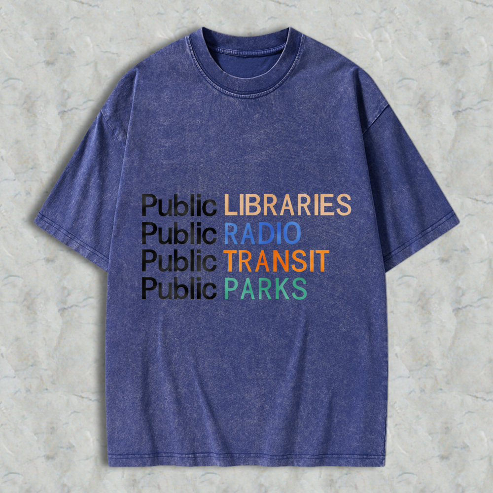 Wardrobecart Libraries Radio Transit Parks Public Unisex Washed T-shirt