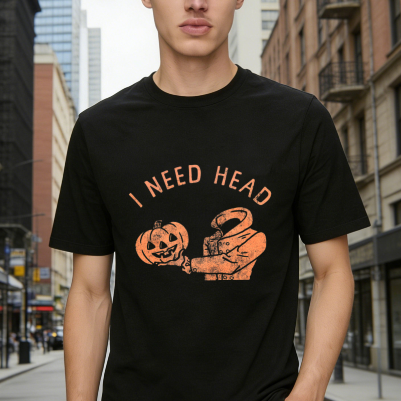 I Need Head Halloween Pumpkin Zombie Hand Graphic T-shirt