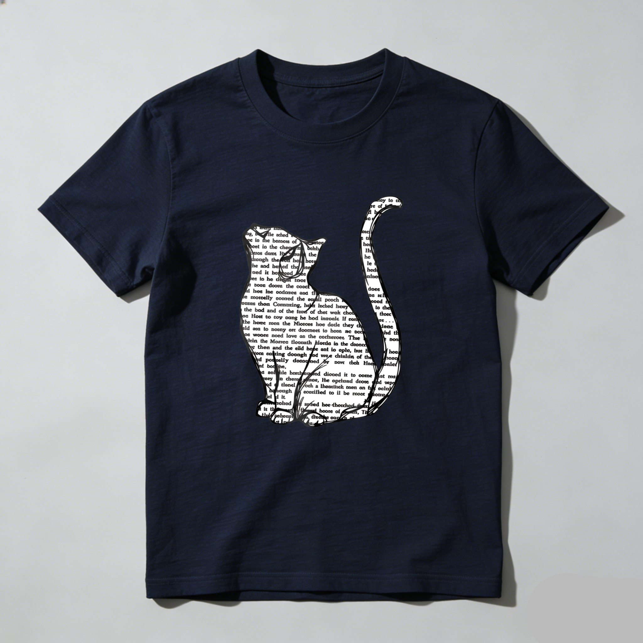 Wardrobecart Cat Silhouette With Text Pattern Tshirt