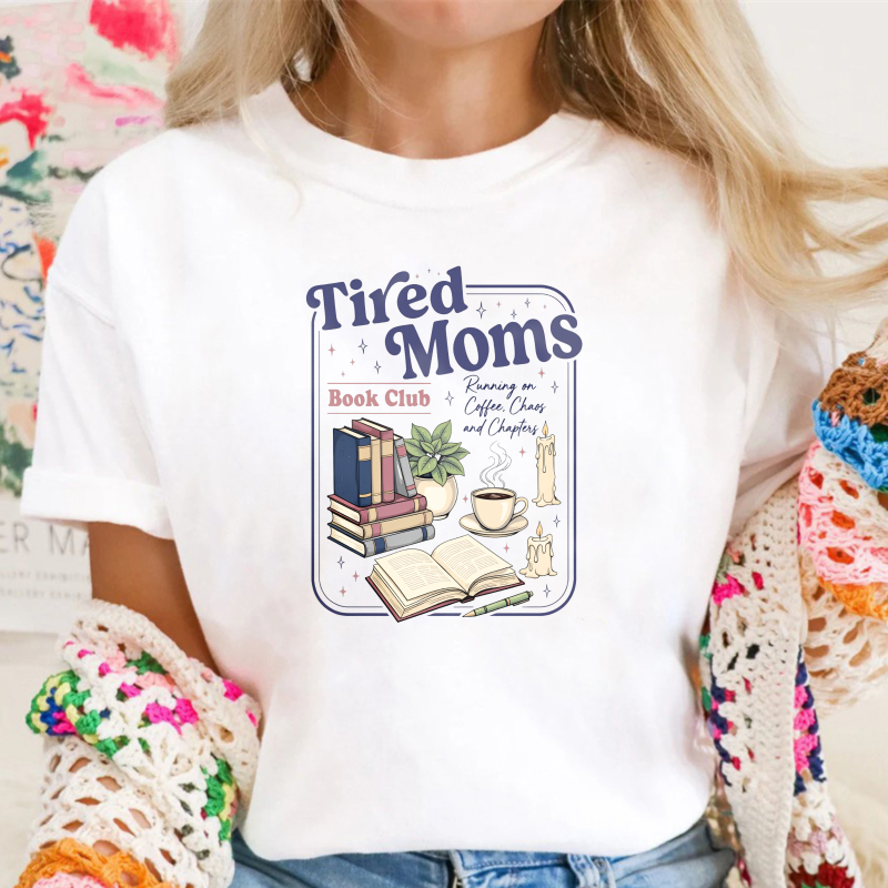 Wardrobecart Tired Moms Book Club Reading On Coffee Chaos And Chapters Unisex Classic T-shirt