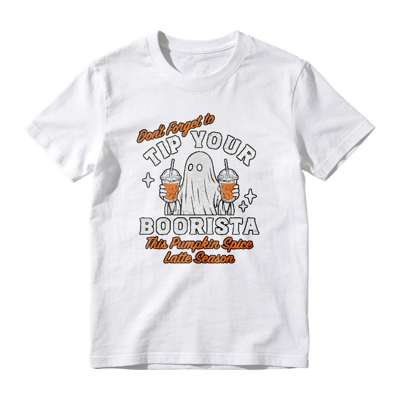 Tip Your Boorista Ghost Halloween Pumpkin Spice Latte Season Funny T-shirt