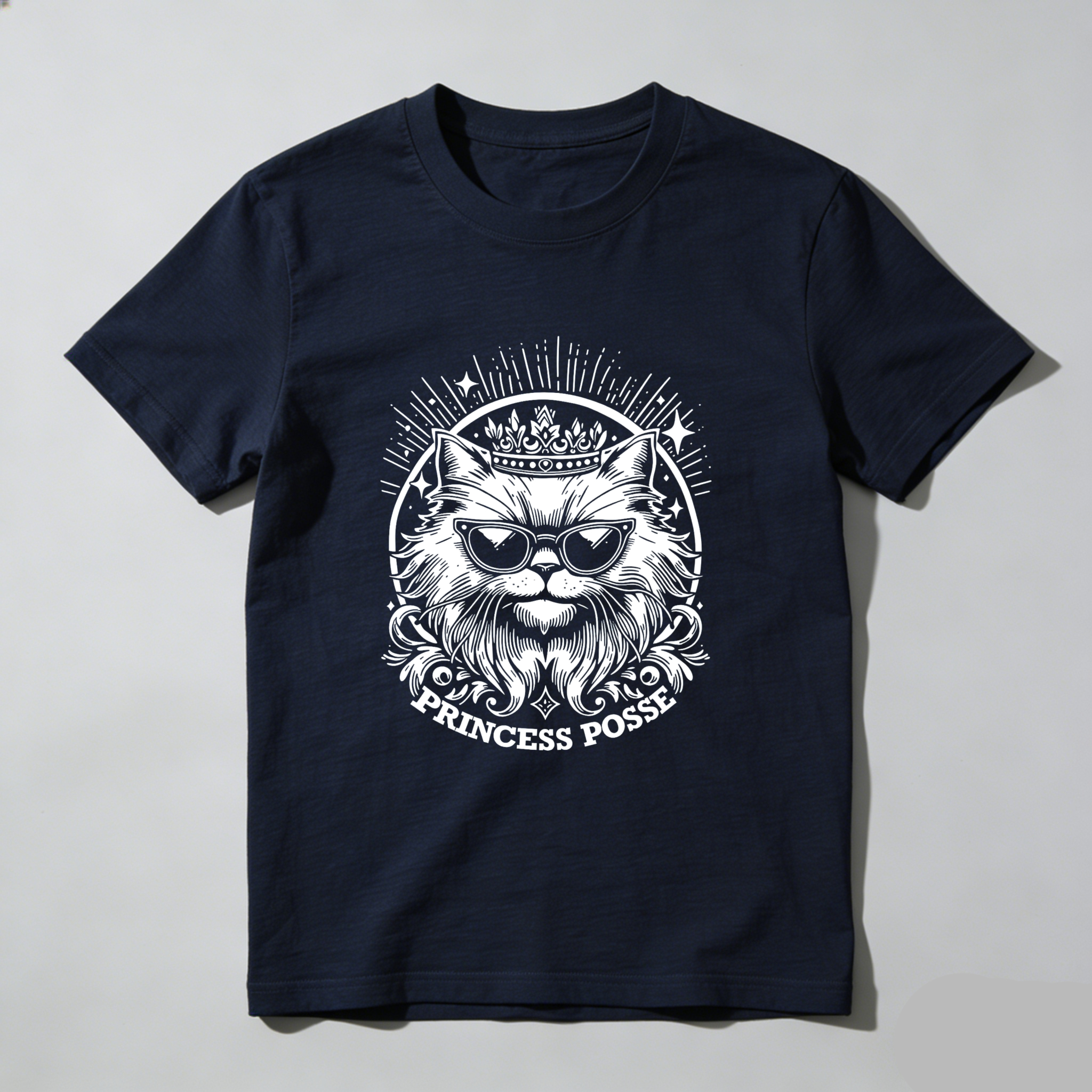 Wardrobecart Cat With Crown And Sunglasses Princess Posse Tshirt