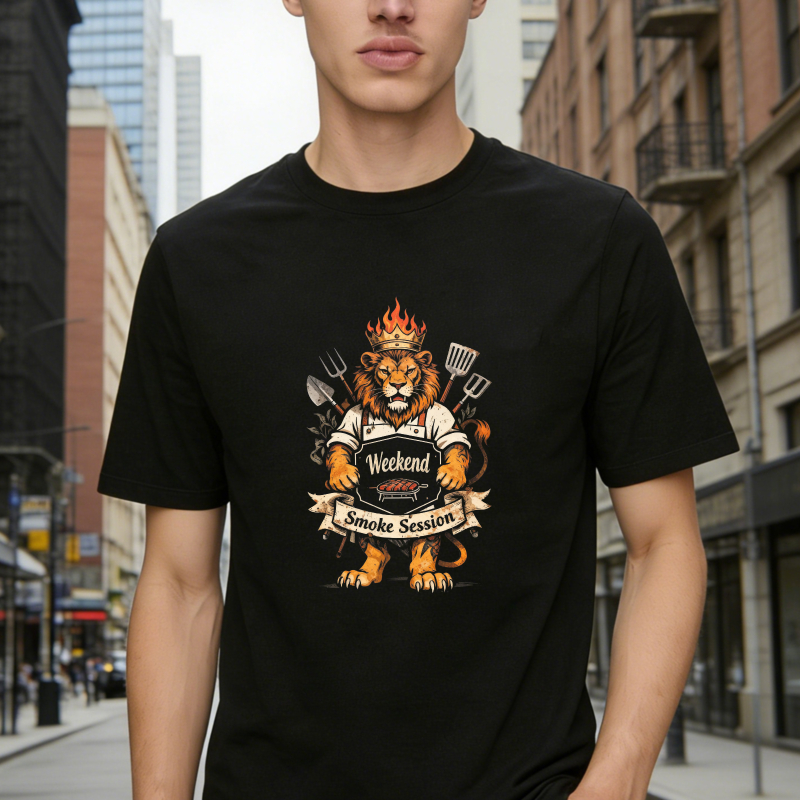 Lion Chef With Crown And Grill Tools Weekend Smoke Session Unisex Classic T-shirt