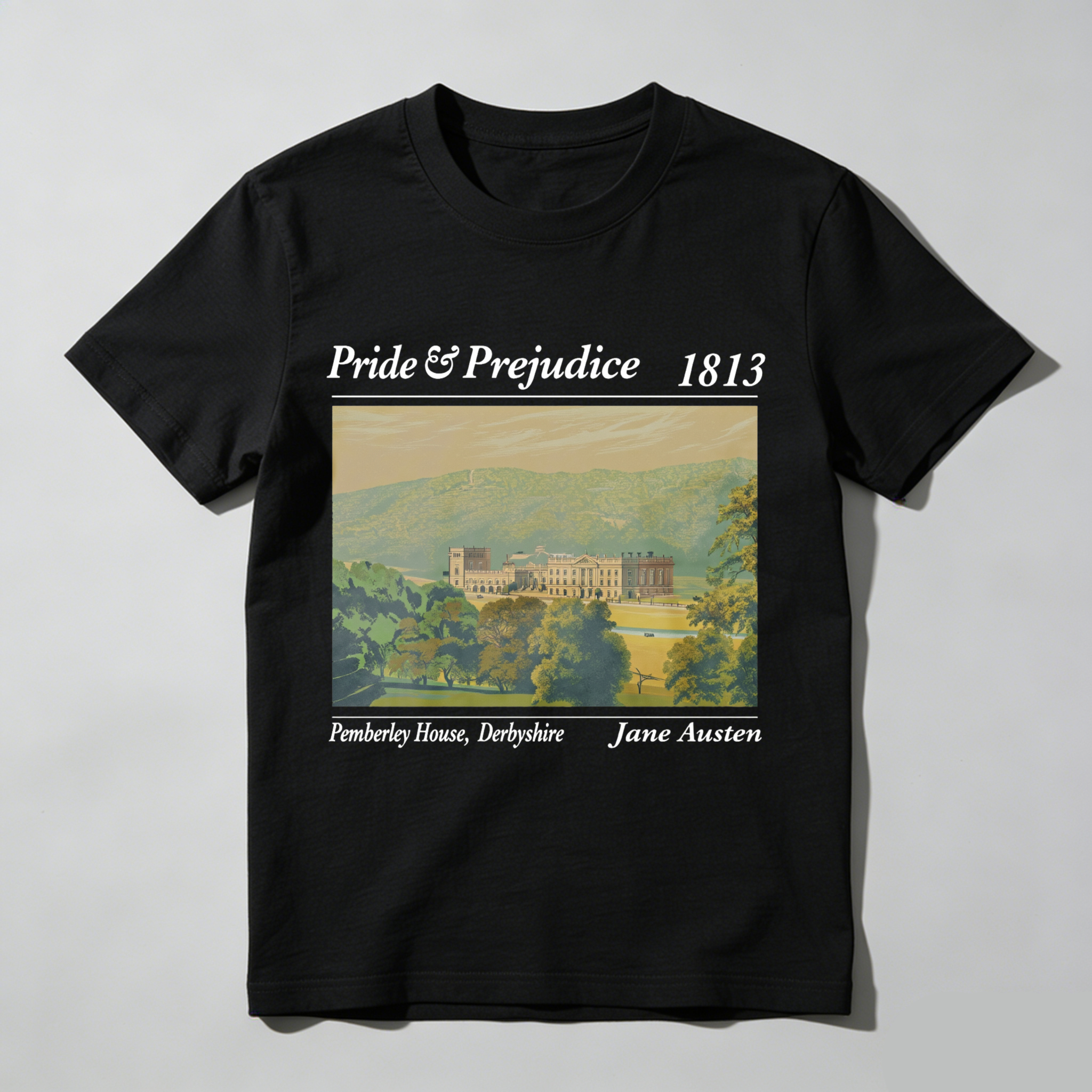 Wardrobecart Pride And Prejudice 1813 Pemberley House Derbyshire Jane Austen Tshirt
