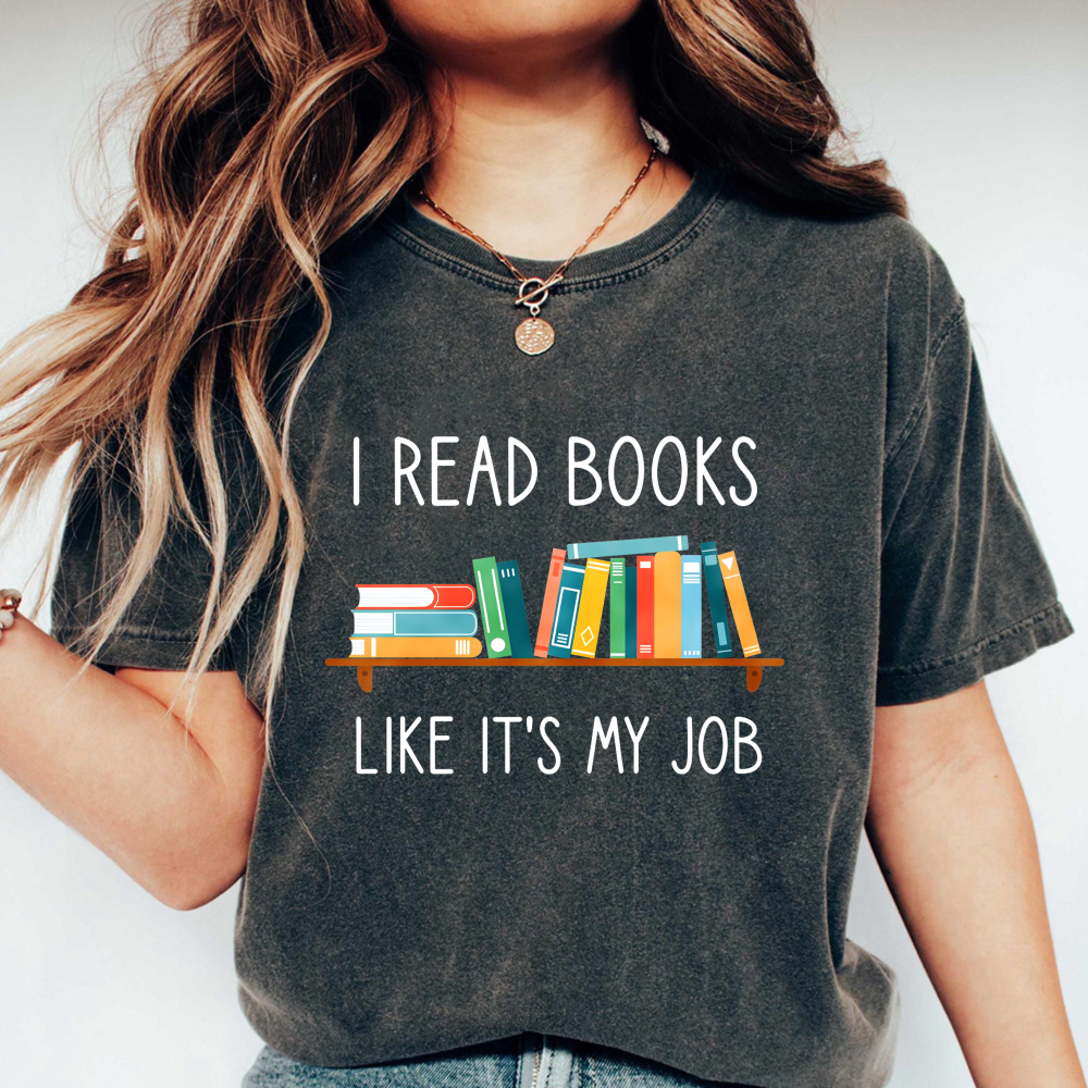 Wardrobecart I Read Books Like Its My Job With Bookshelf Design Unisex Washed T-shirt