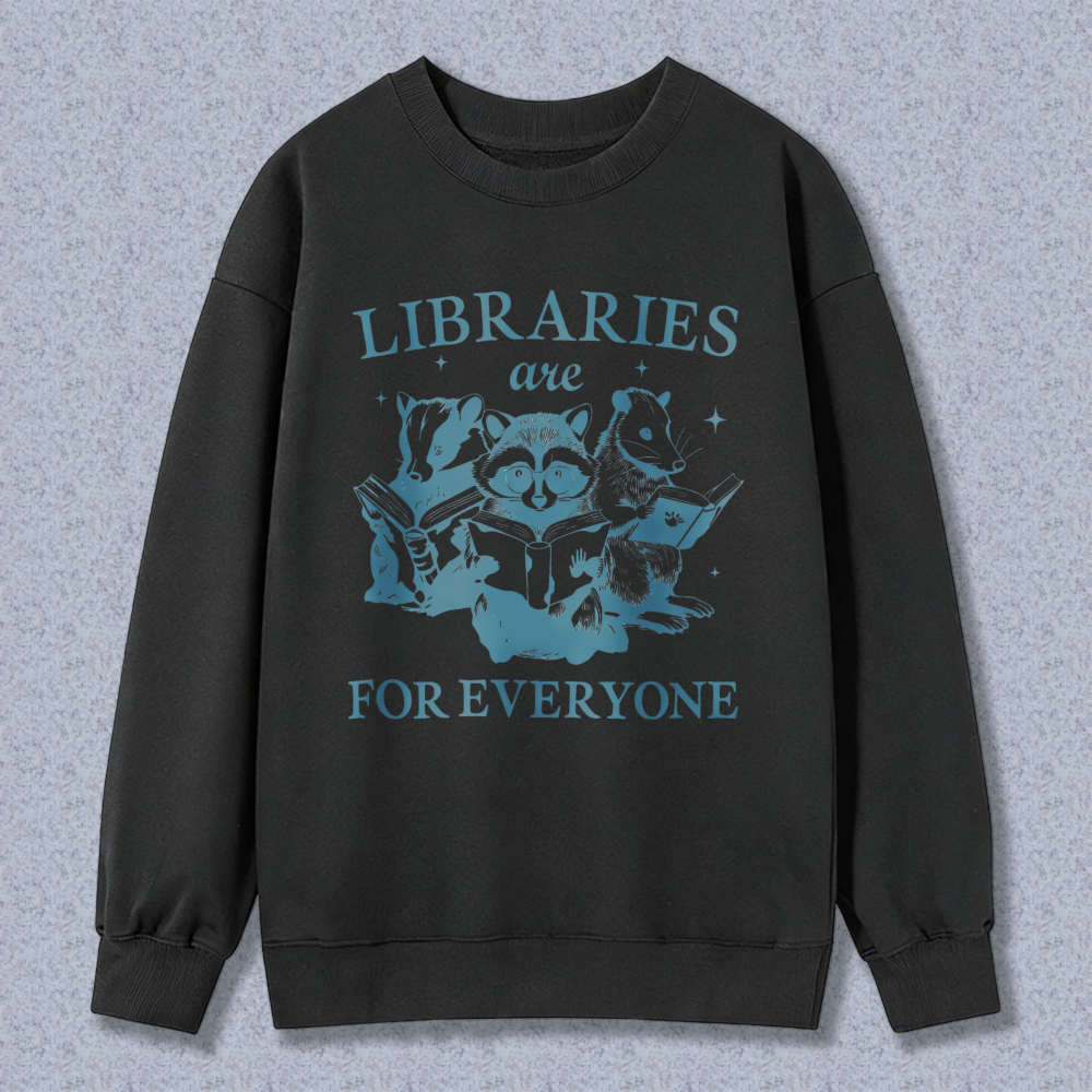 Wardrobecart Libraries Are For Everyone With Animals Reading Books Unisex Classic Sweatshirt