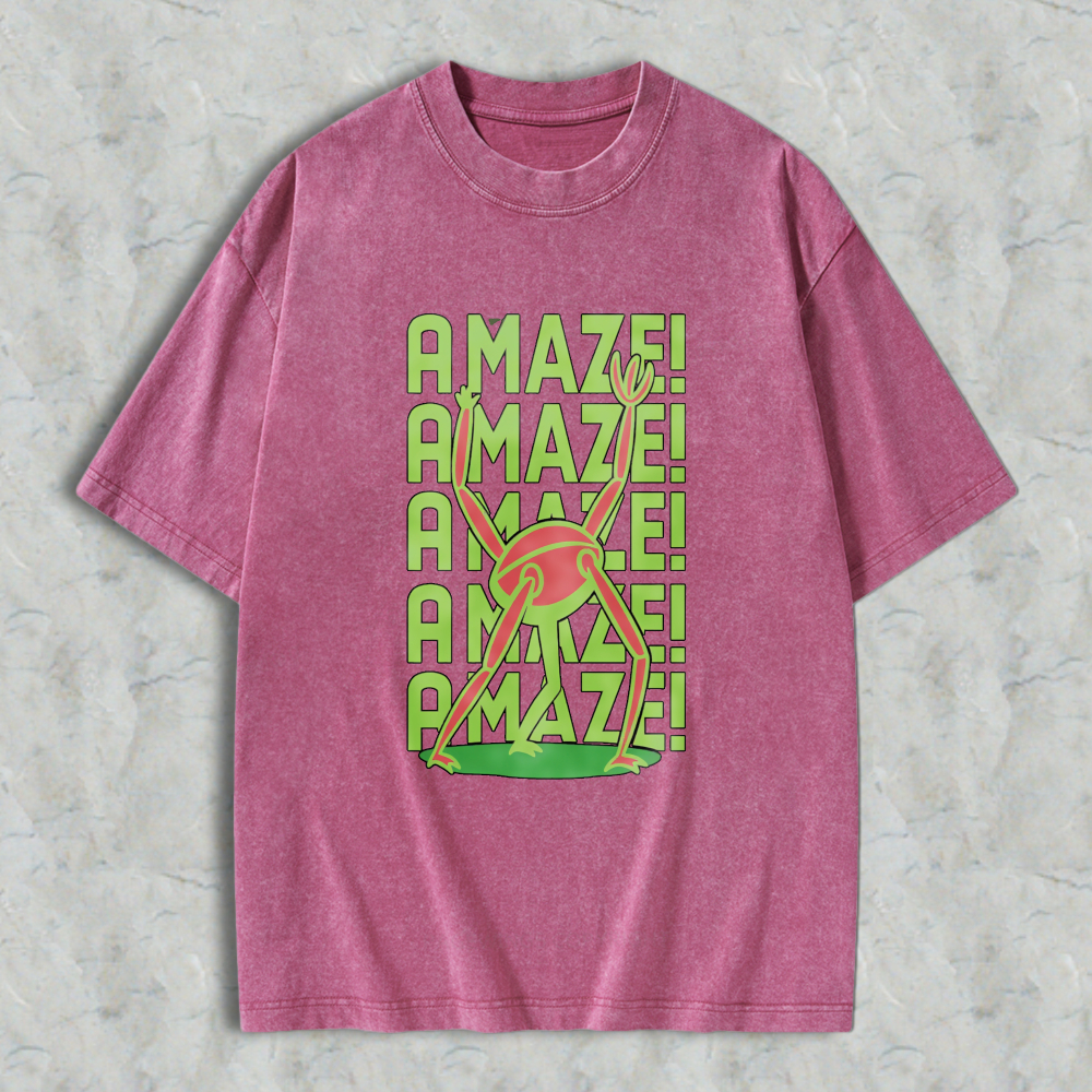 Wardrobecart Amazing Frog Stacked Text Design Unisex Washed T-shirt