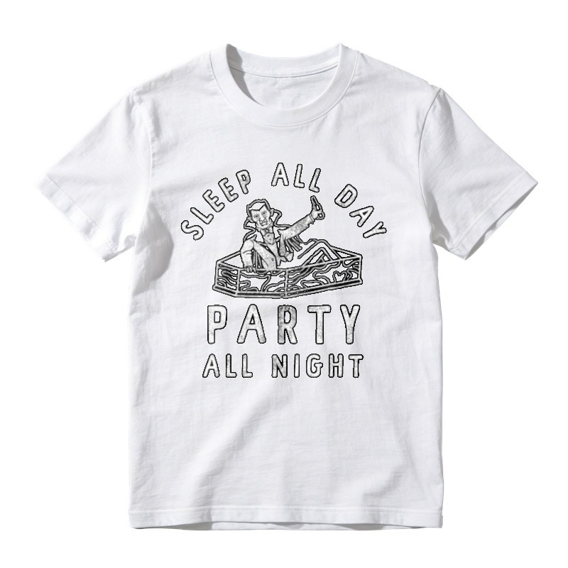 Sleep All Day Party All Night Vampire In Coffin Graphic T-shirt