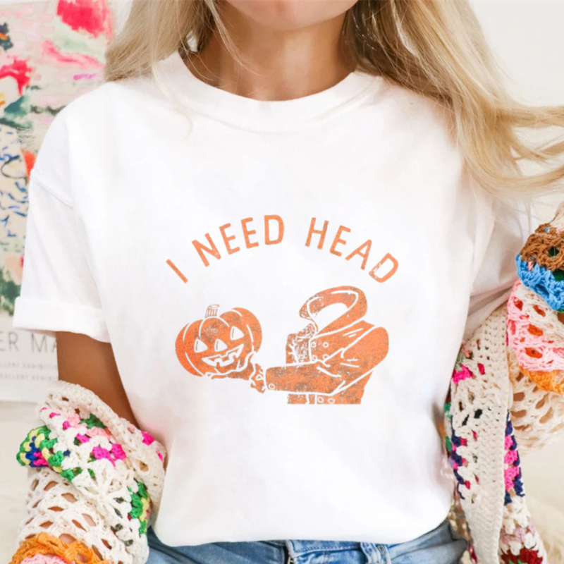 I Need Head Halloween Pumpkin Zombie Hand Graphic T-shirt