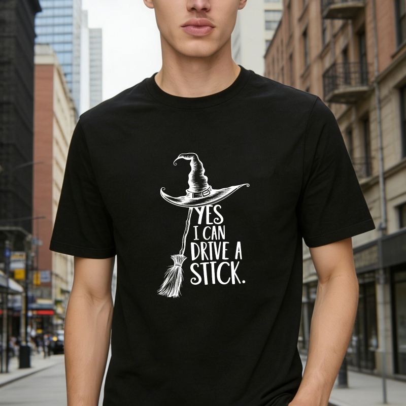 Yes I Can Drive A Stick Witch Broom Halloween Humor Unisex Classic T-shirt