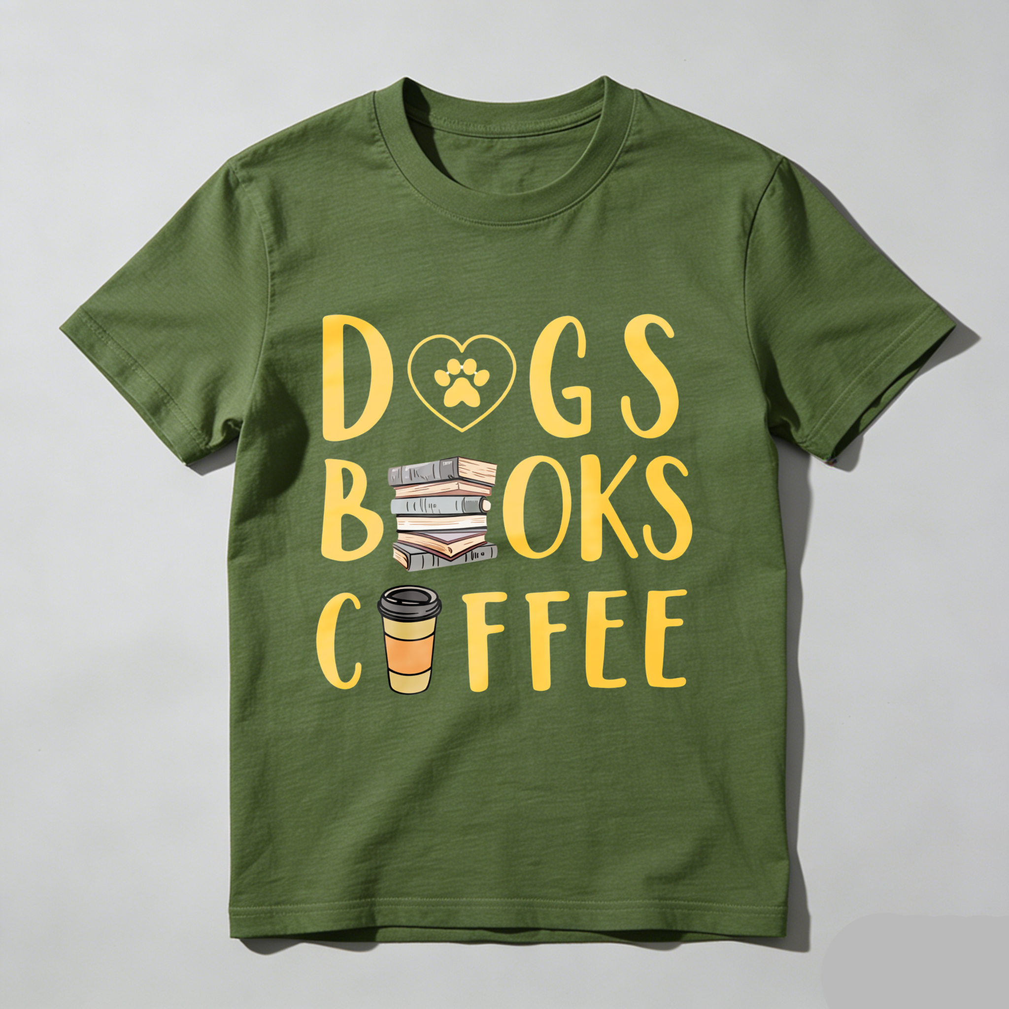 Wardrobecart Dogs Books Coffee Tshirt