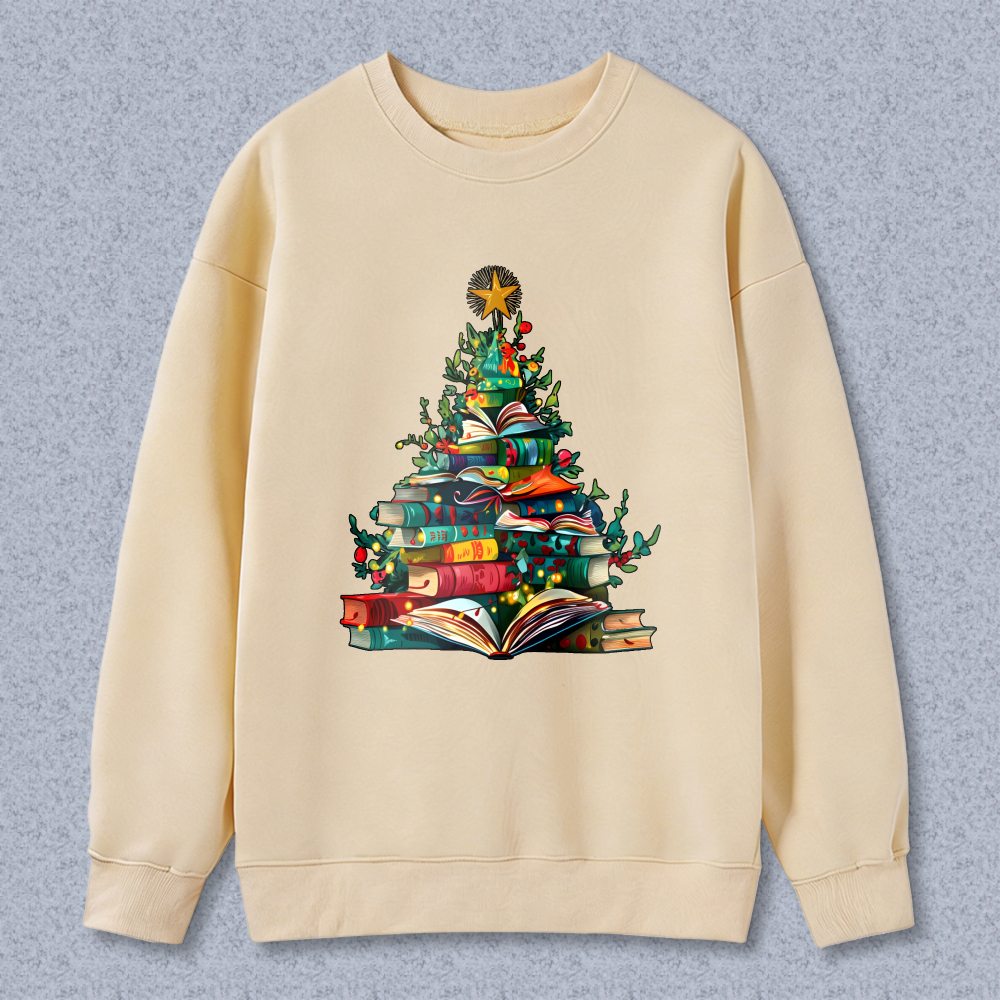 Wardrobecart Christmas Tree Made Of Books Unisex Classic Sweatshirt