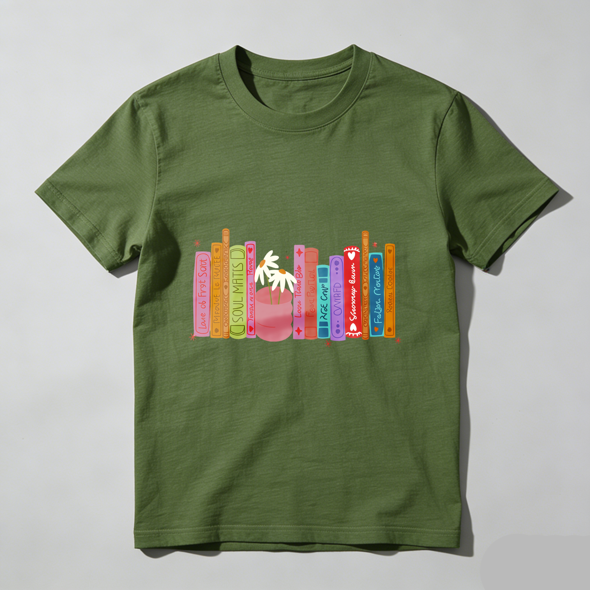 Wardrobecart Colorful Books With Plant And Stars Unisex Classic T-shirt