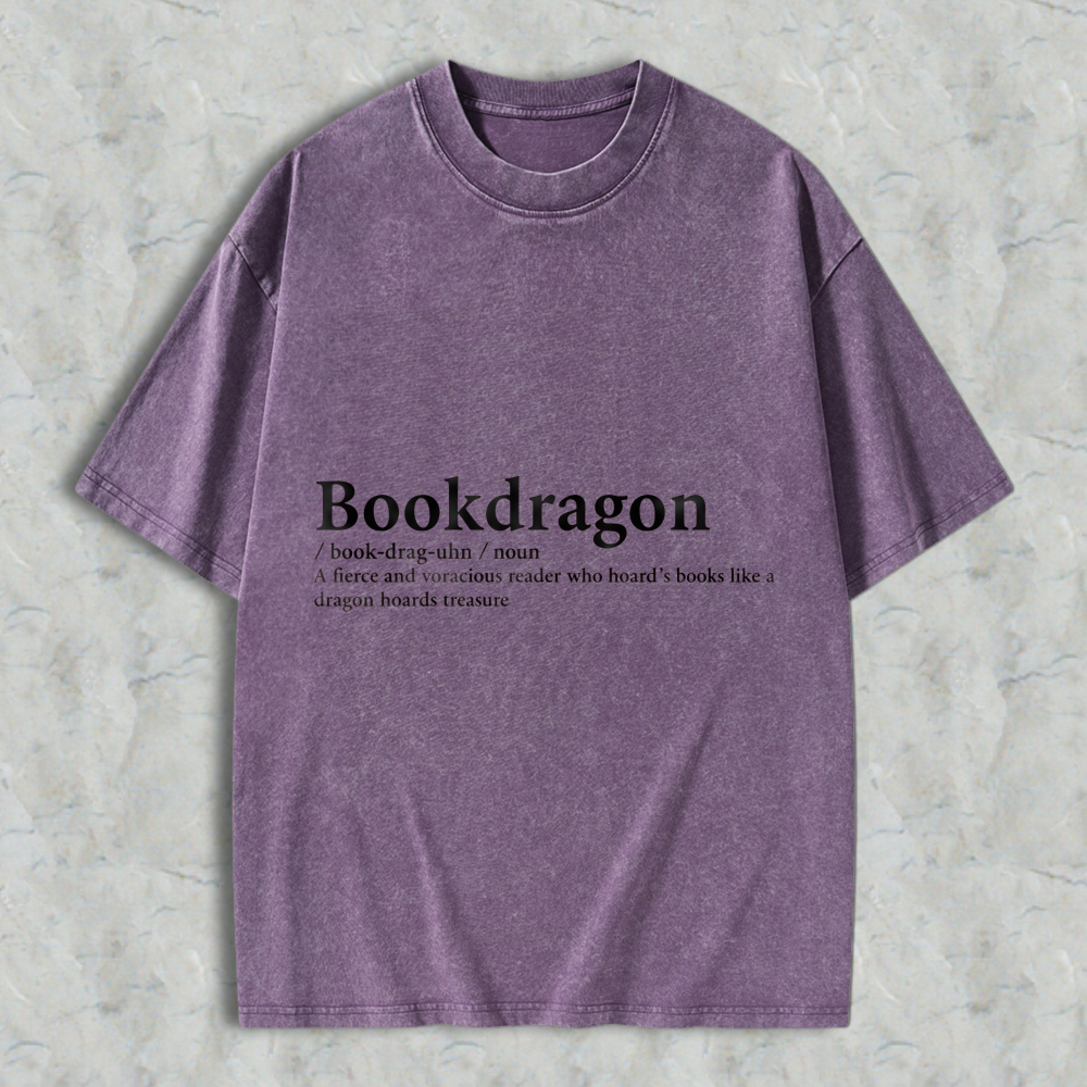 Wardrobecart Bookdragon Definition Unisex Washed T-shirt