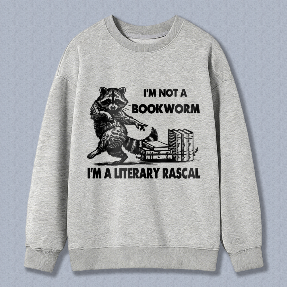 Wardrobecart Raccoon Reading Books I'M Not A Bookworm I'M A Literary Rascal Unisex Classic Sweatshirt