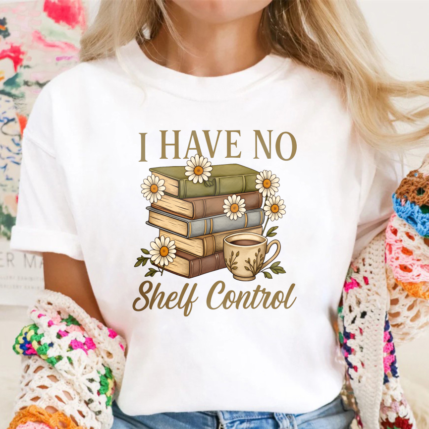 Wardrobecart I Have No Shelf Control Books And Coffee Cup With Daisies Pattern Unisex Classic T-shirt