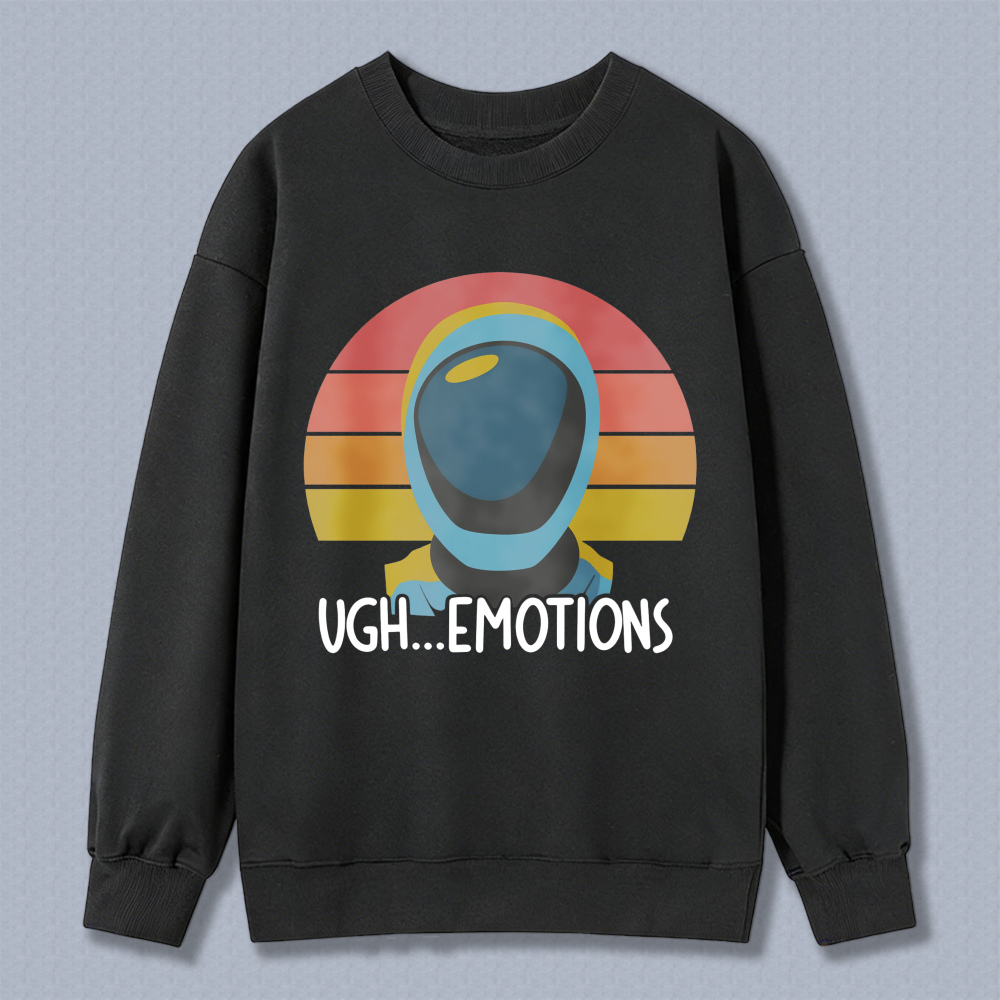 Wardrobecart Retro Astronaut With Sunset Background And Text Ugh Emotions Unisex Classic Sweatshirt