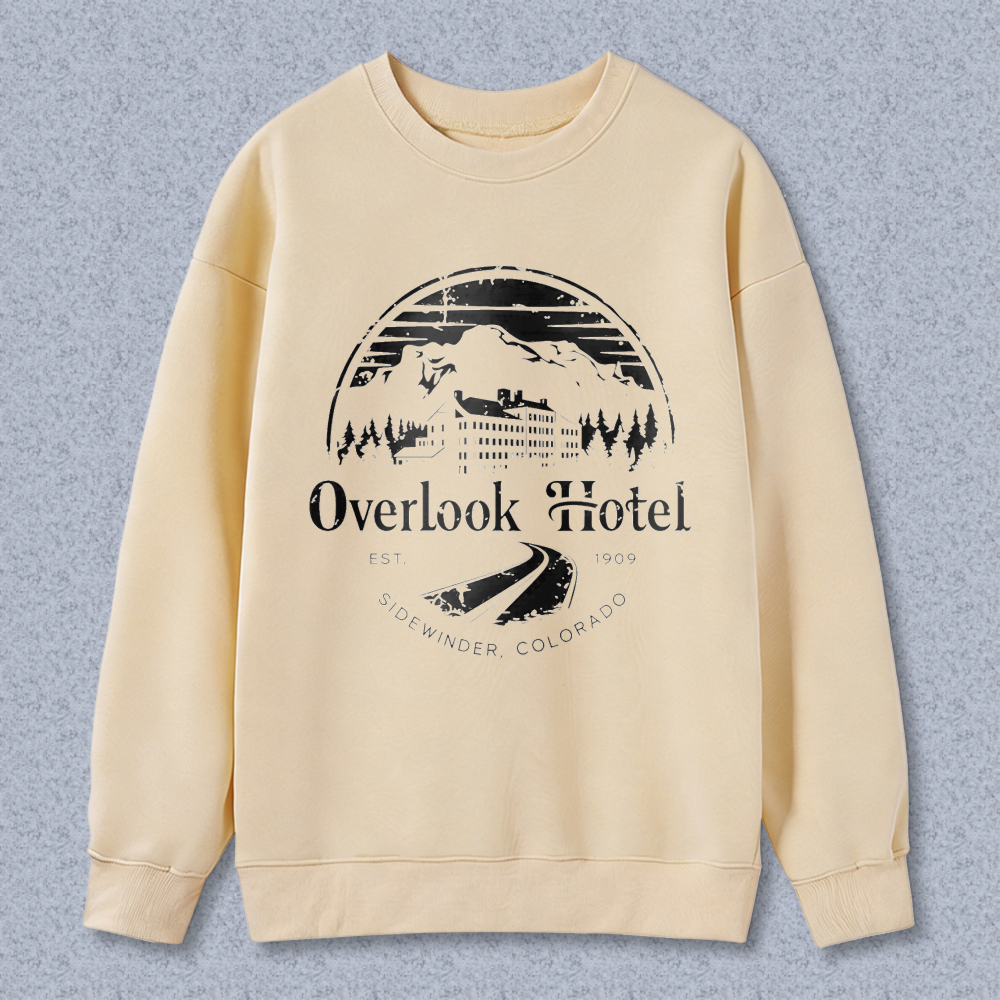 Wardrobecart Overlook Hotel Mountain Scene With Trees And Building Unisex Classic Sweatshirt