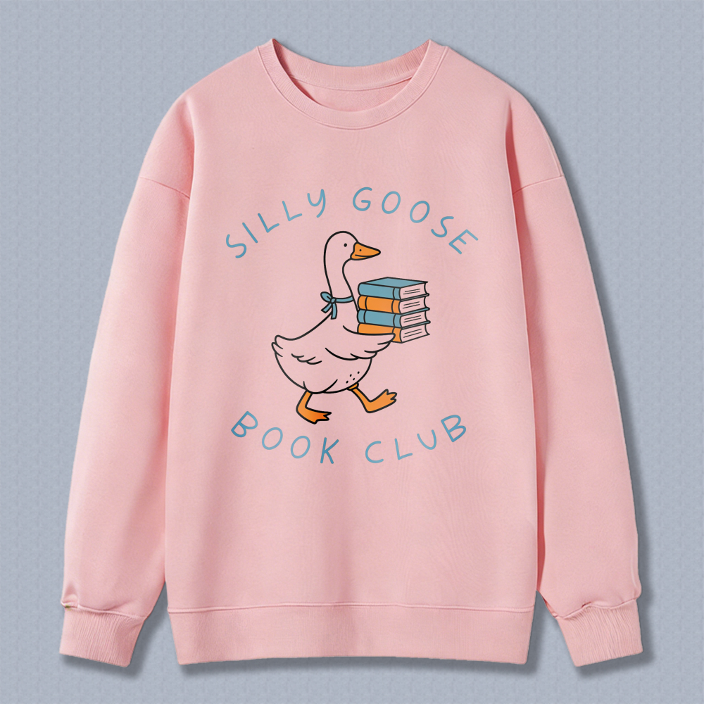 Wardrobecart Silly Goose Book Club Duck With Books Pattern Unisex Classic Sweatshirt