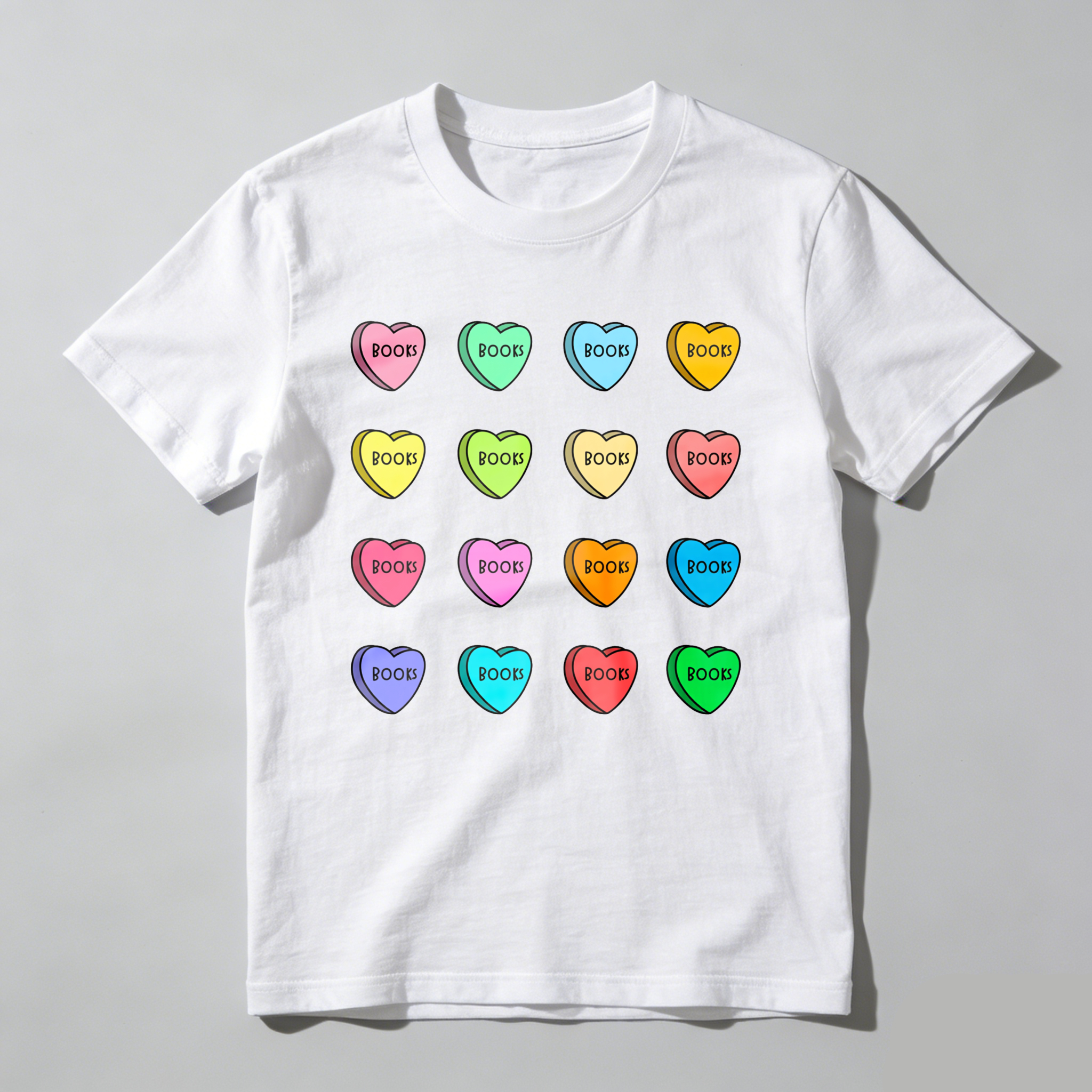 Wardrobecart Colorful Hearts With Word Boob Tshirt