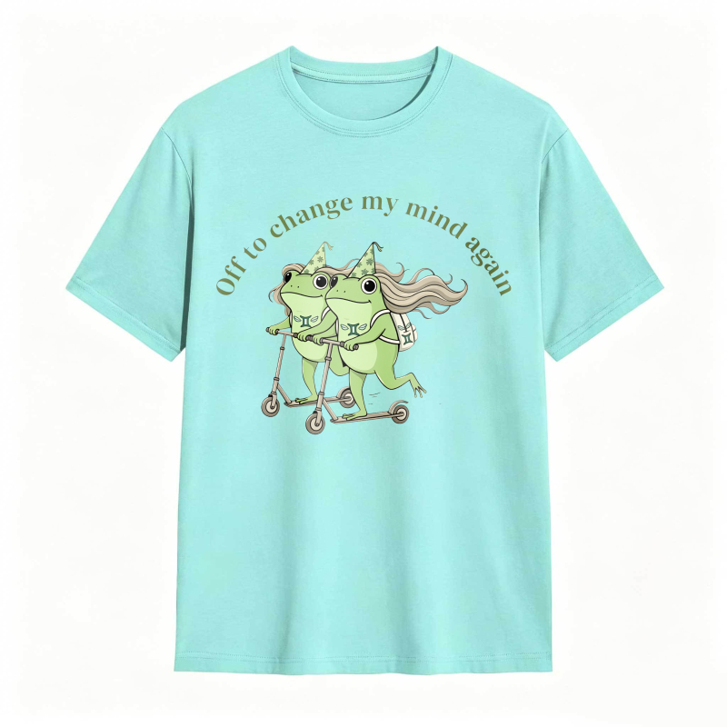 Frogs On Scooter With Text Off To Change My Mind Again Unisex Classic T-shirt