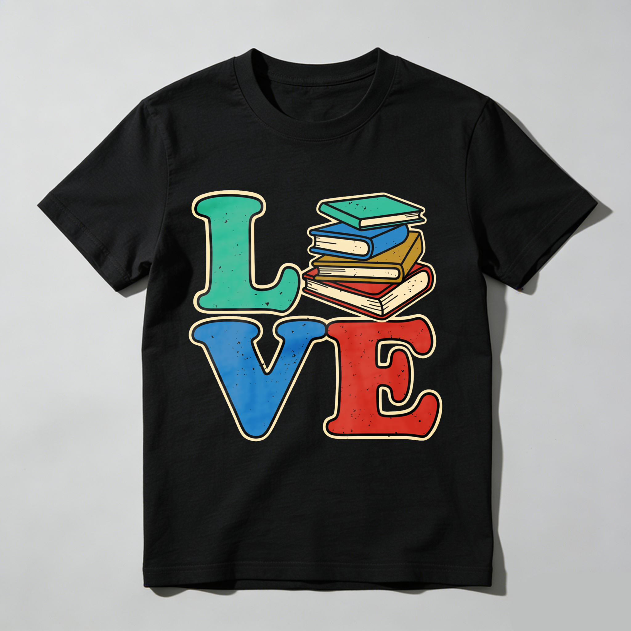 Wardrobecart Love Books Stack Design Print Tshirt