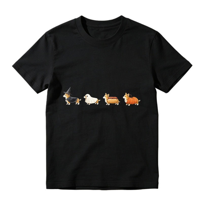 Halloween Corgi Dogs In Witch Ghost Hotdog Pumpkin Costumes, Unisex Classic T-shirt