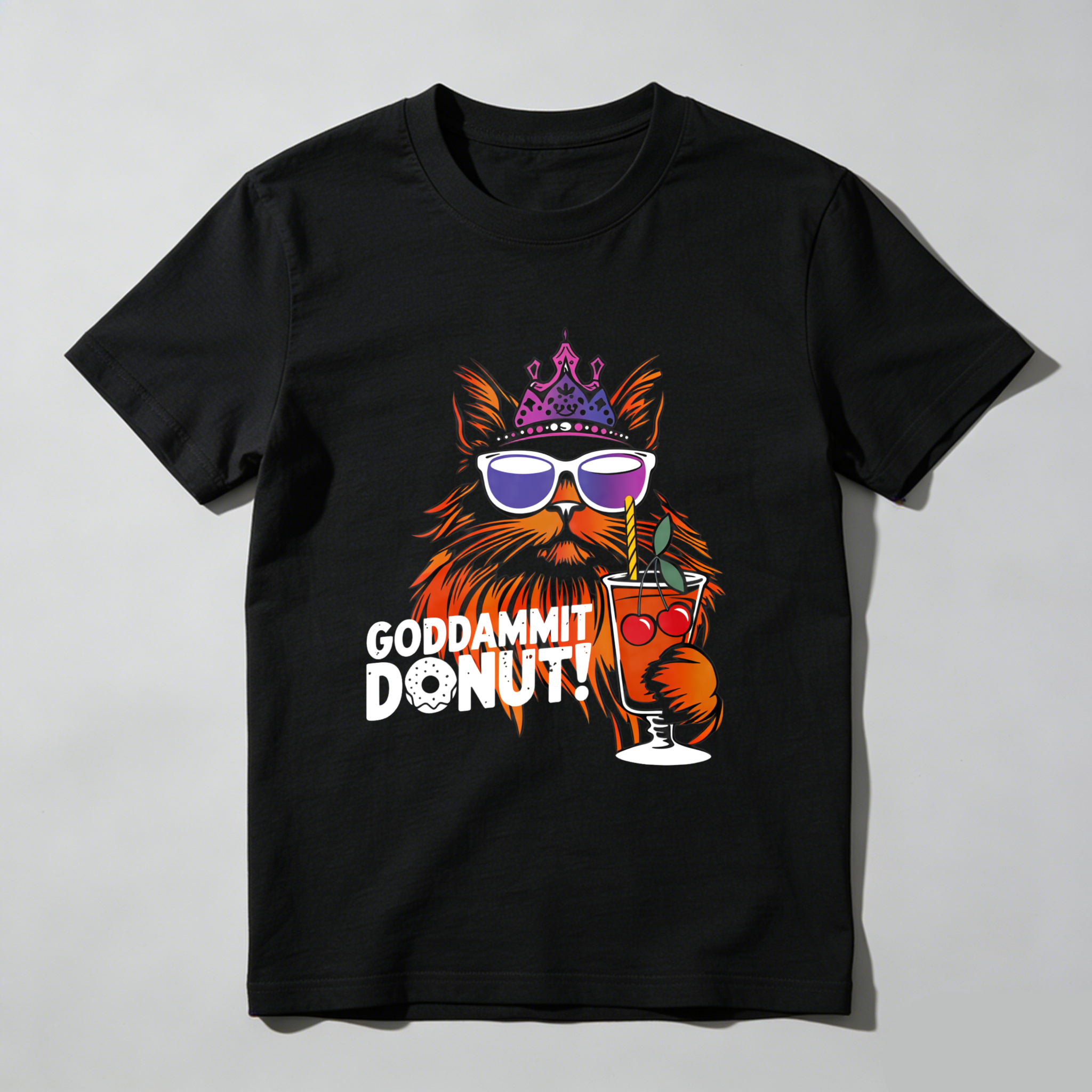 Wardrobecart Cat With Crown Sunglasses And Cocktail Tshirt