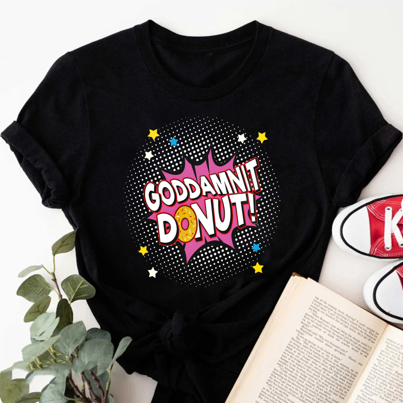 Wardrobecart Godamnit Donut Comic Style Print Tshirt