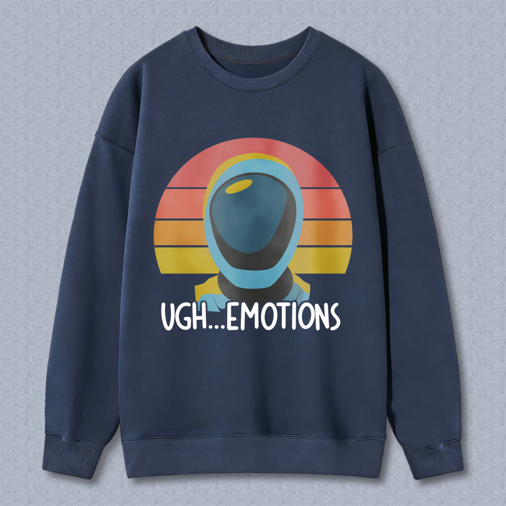 Wardrobecart Retro Astronaut With Sunset Background And Text Ugh Emotions Unisex Classic Sweatshirt