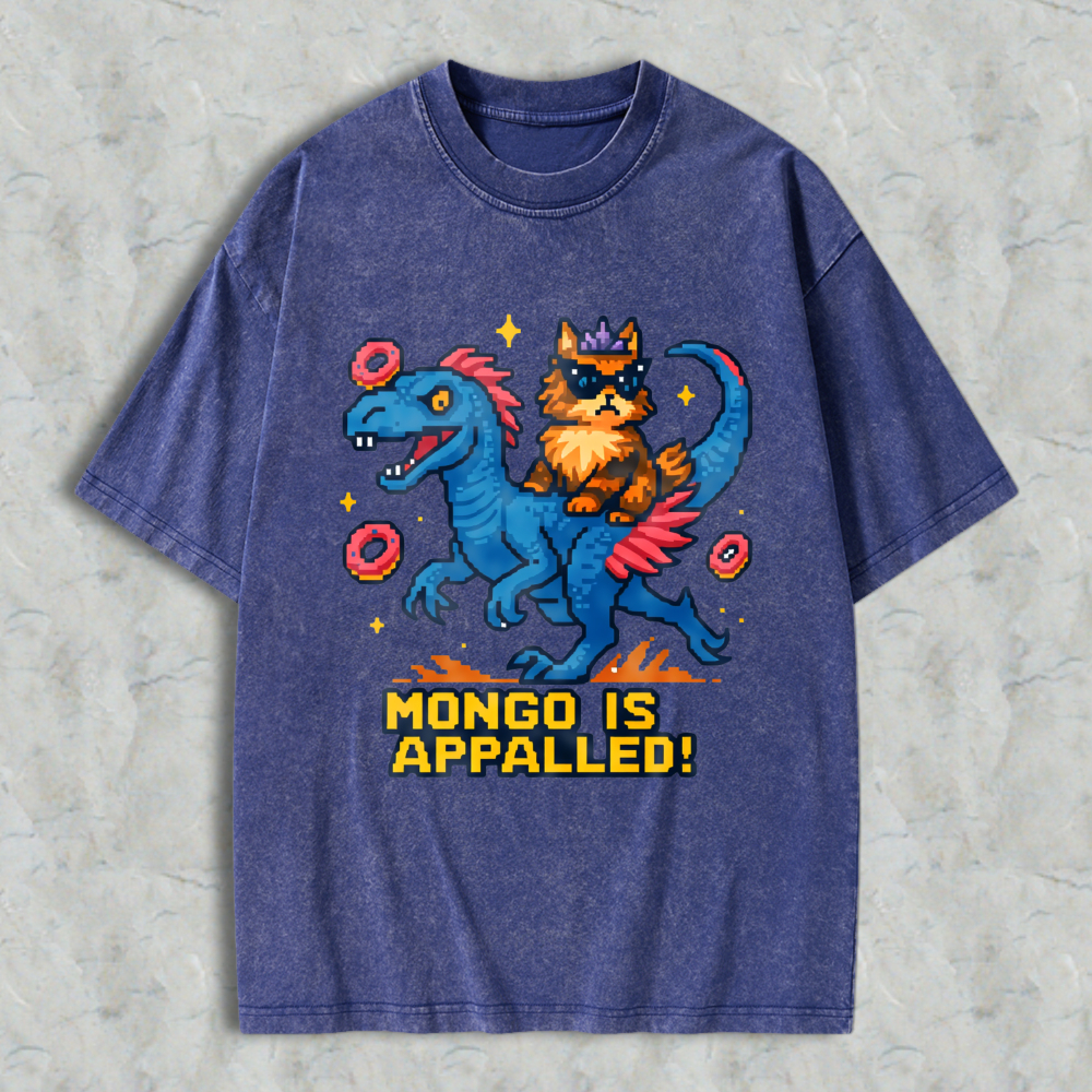 Wardrobecart Dinosaur And Cat With Donuts Mongo Is Appalled Unisex Washed T-shirt