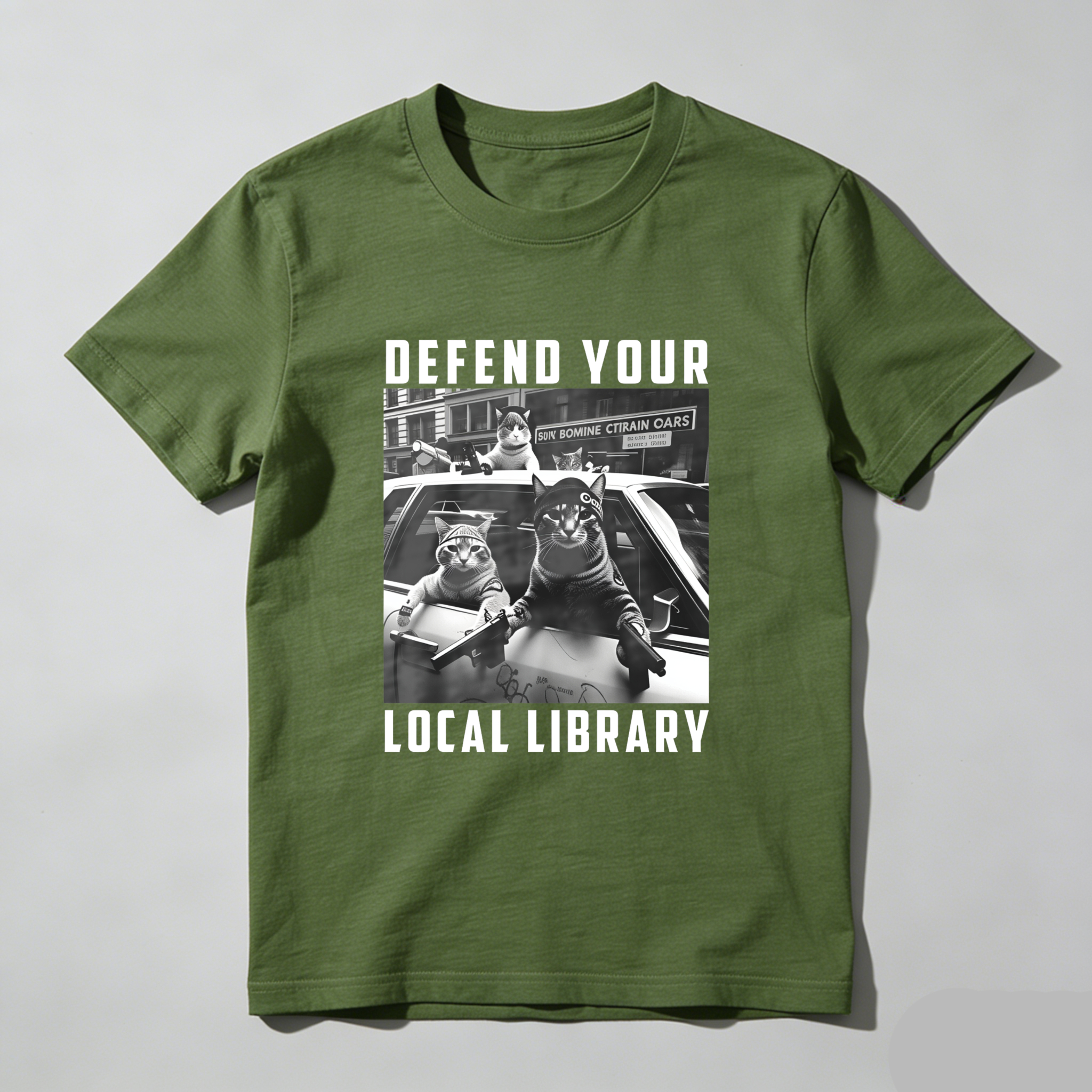 Wardrobecart Defend Your Local Library Cats With Guns Tshirt