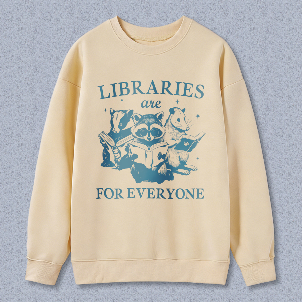 Wardrobecart Libraries Are For Everyone With Animals Reading Books Unisex Classic Sweatshirt
