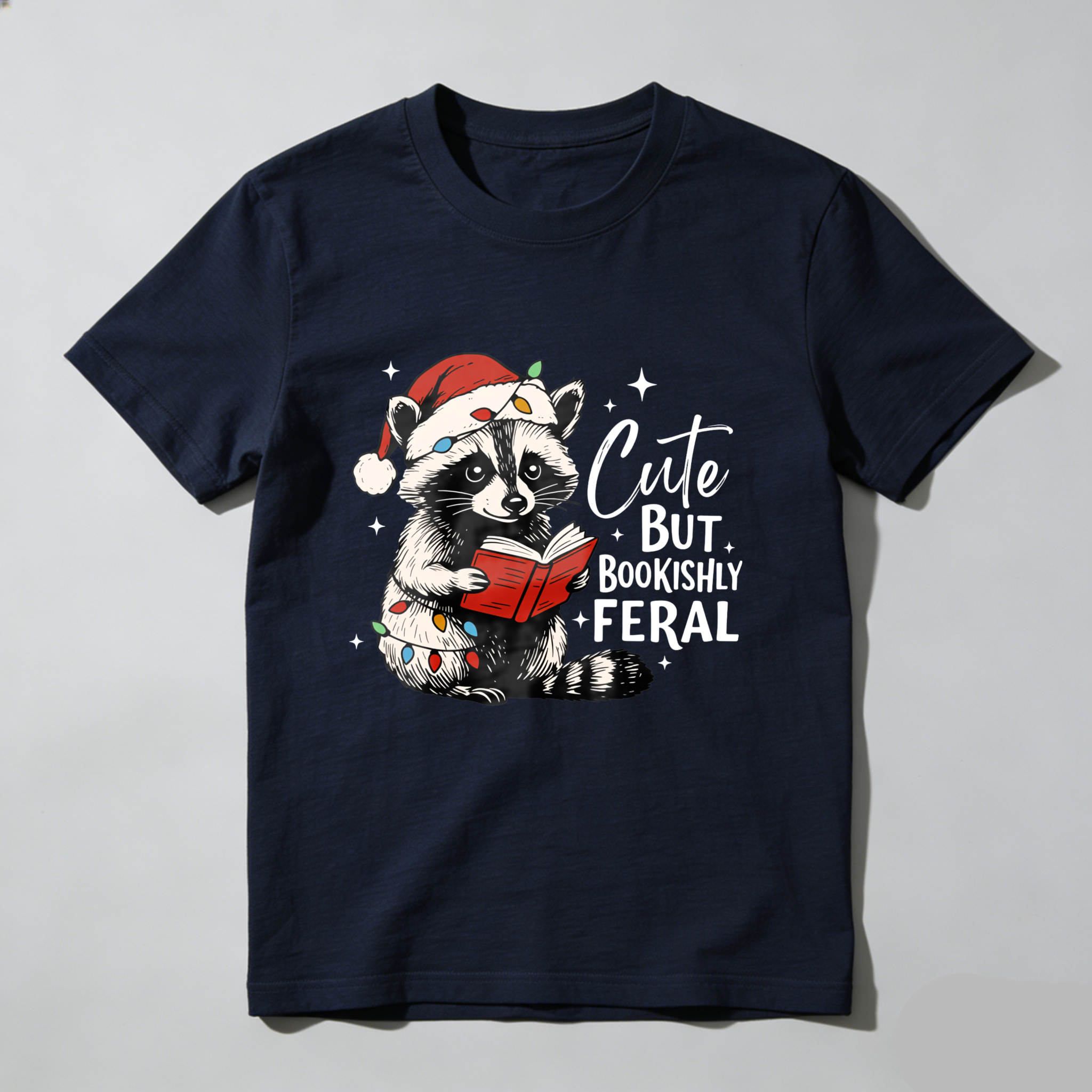 Wardrobecart Cute But Bookishly Feral Raccoon Reading Tshirt