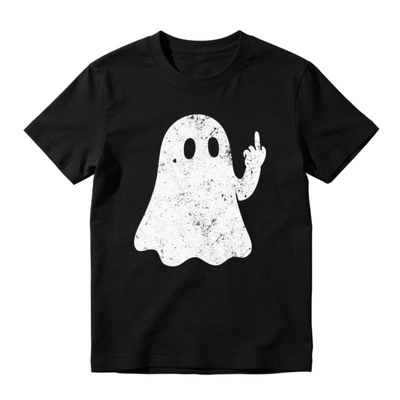 Funny Ghost Giving Middle Finger Graphic T-shirt