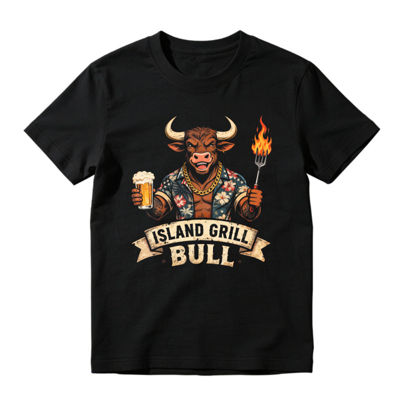 Island Grill Bull With Beer And Fire Fork Unisex Classic T-shirt