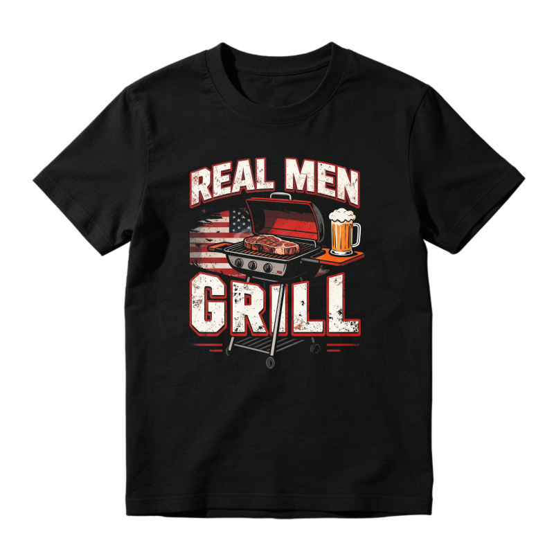 Real Men Grill American Flag Bbq Beer Graphic Unisex Classic T-shirt