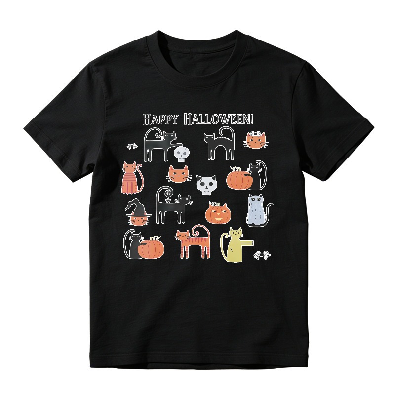 Happy Halloween Cute Cats And Pumpkins Graphic Unisex Classic T-shirt