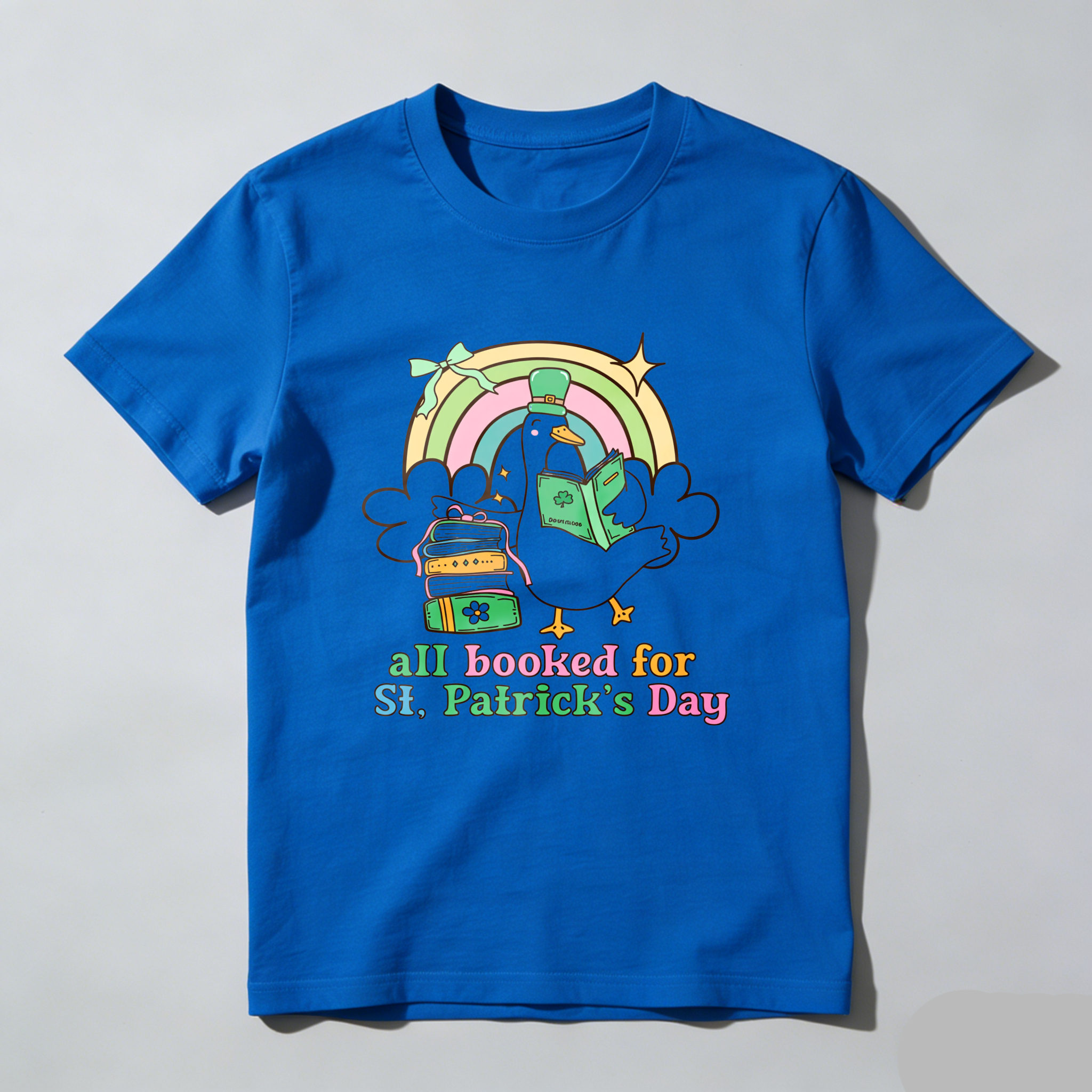 Wardrobecart Rainbow Duck Book Bag Shamrock tshirt