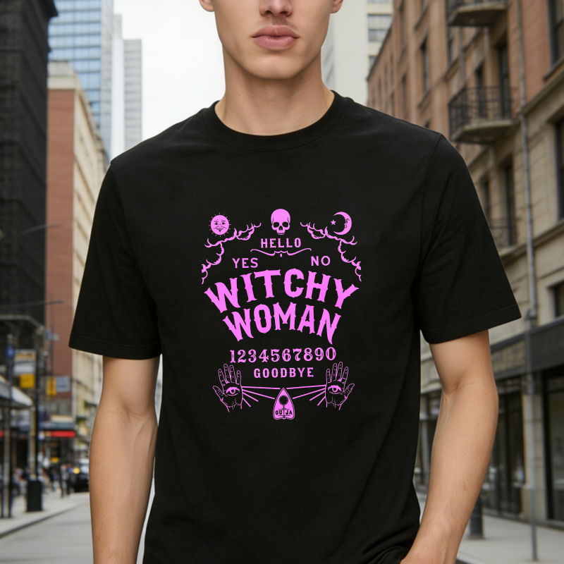 Ouija Board Witch Woman Skull Moon Graphic, Unisex Classic T-shirt