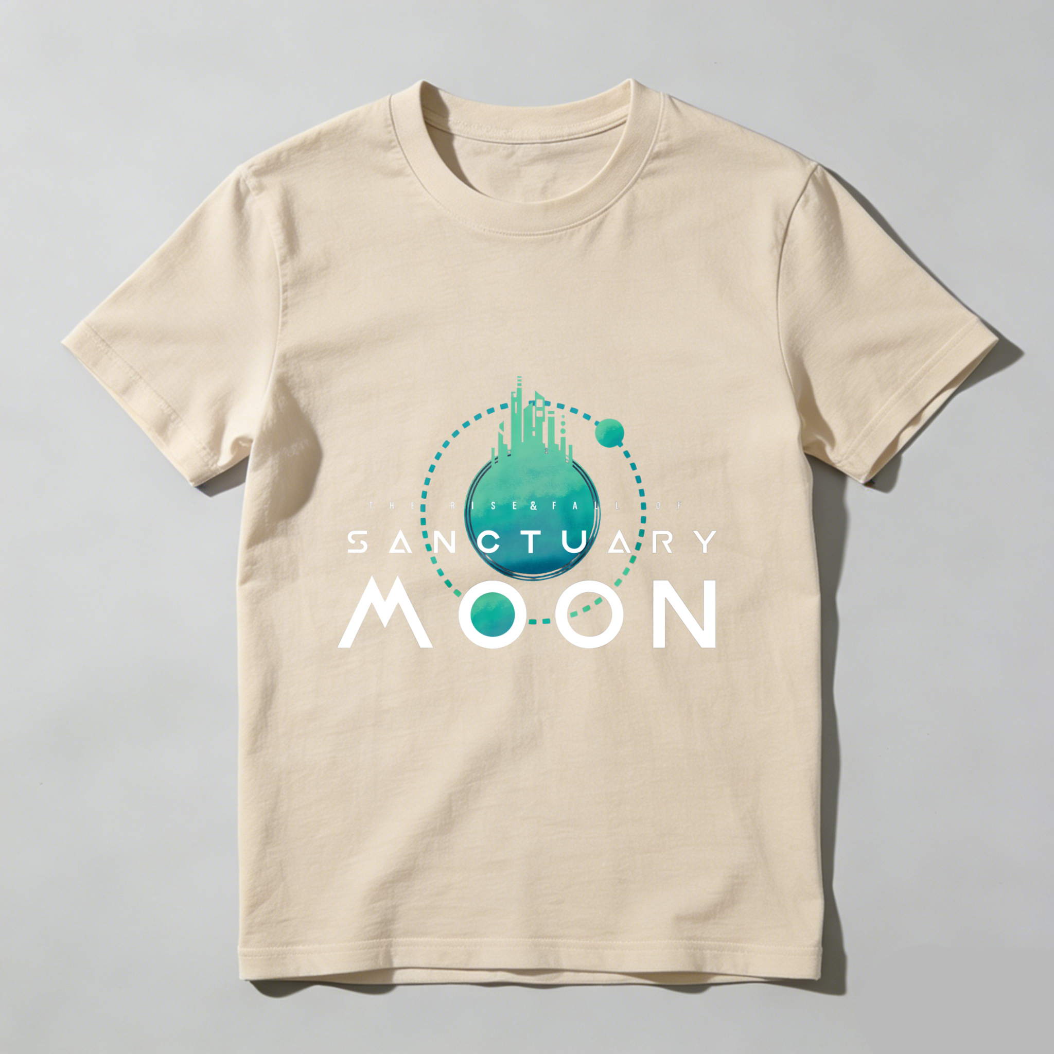 Wardrobecart Sanctuary Moon Planet Design With Cityscape tshirt
