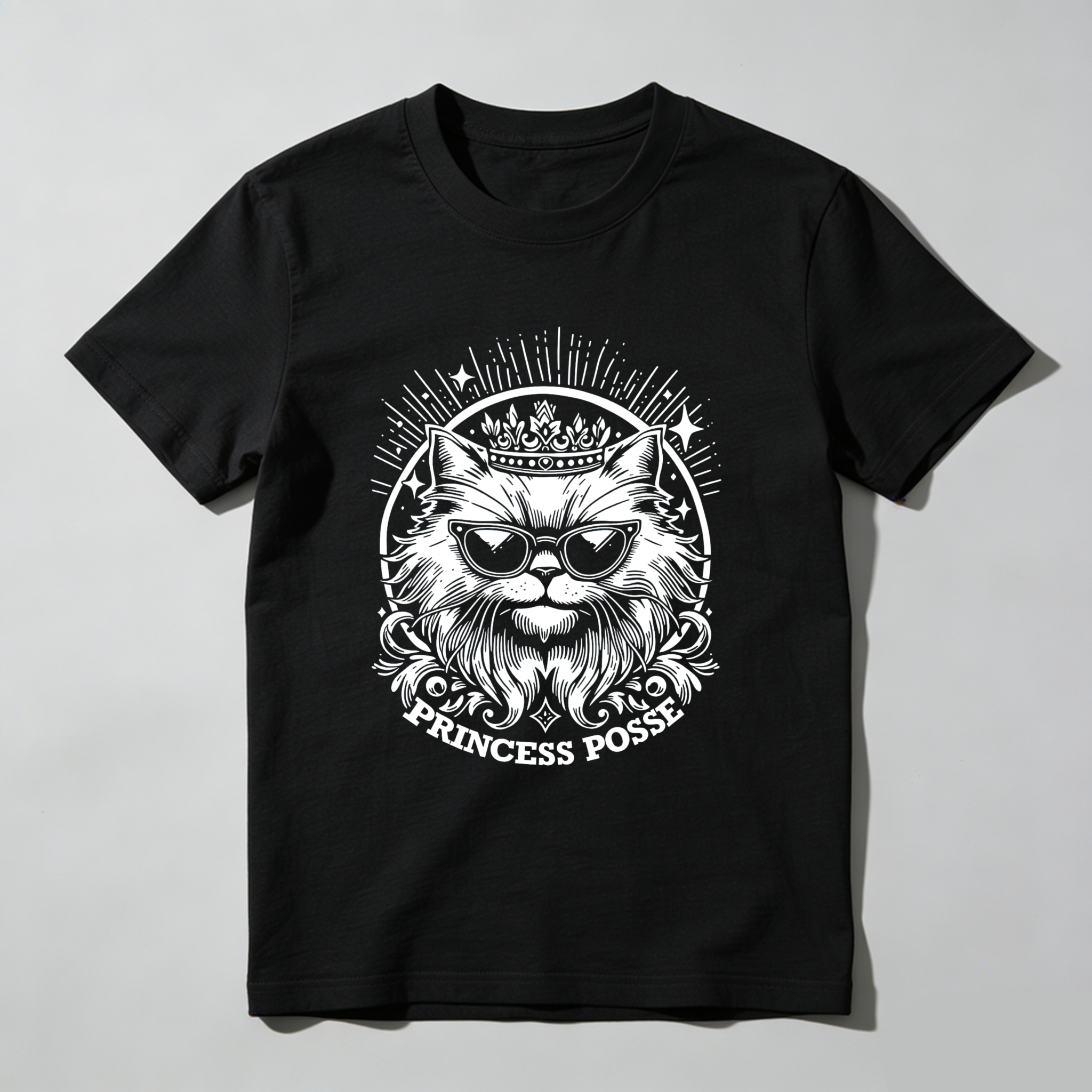Wardrobecart Cat With Crown And Sunglasses Princess Posse Tshirt