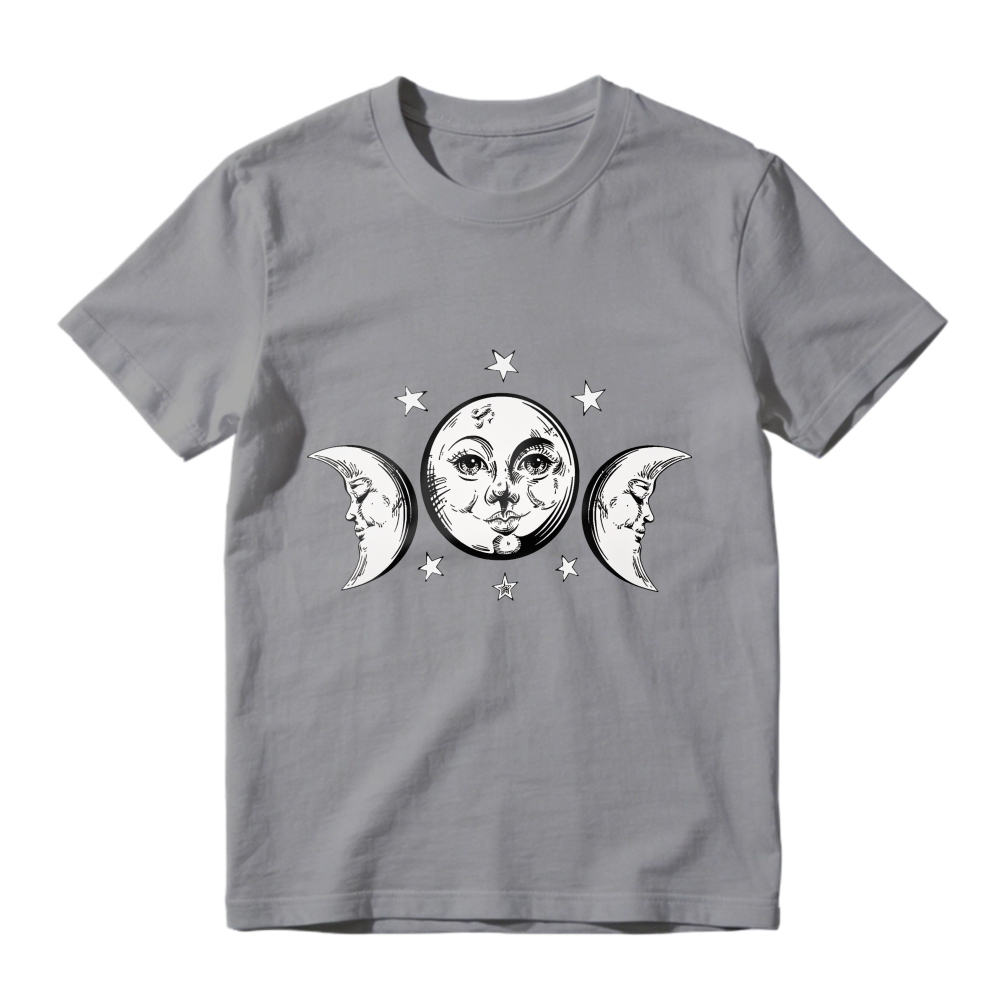 Three Phase Moon With Face And Stars, Unisex Classic T-shirt