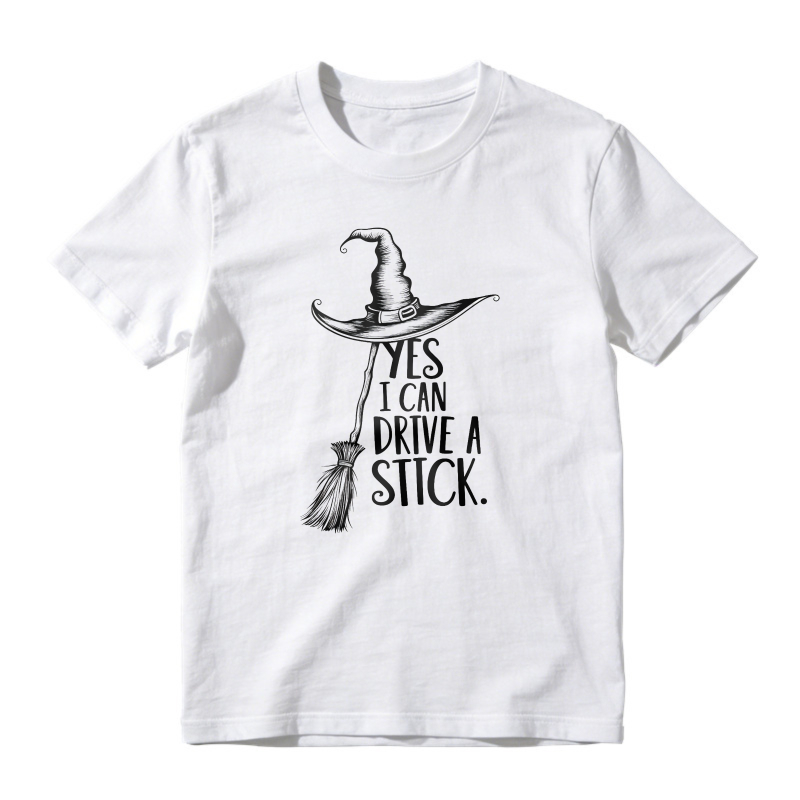 Yes I Can Drive A Stick Witch Broom Halloween Humor Unisex Classic T-shirt